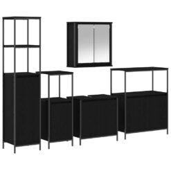 Alternative view of 5 Piece Bathroom Furniture Set 36x35x165cm - Black Oak