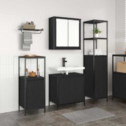 3 Piece Bathroom Furniture Set 36x35x165cm - Black Oak