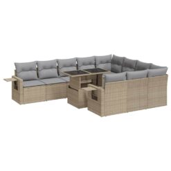 11 Piece Poly Rattan Garden Sofa Set with Cushions - Complete Storage Solutions