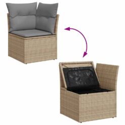 11 Piece Poly Rattan Garden Sofa Set with Cushions - Complete Storage Solutions