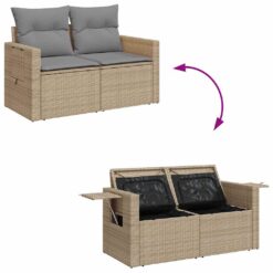 11 Piece Poly Rattan Garden Sofa Set with Cushions - Complete Storage Solutions