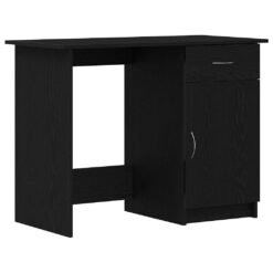 Alternative view of Desk with Drawer 100x50x76cm - Black Oak