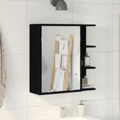 Bathroom Mirror Cabinet with Door 62.5x20.5x64cm – Black Oak