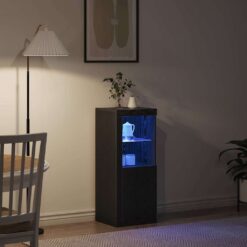 Glass LED Sideboard 41x37x100cm – Black Oak - Complete Storage Solutions