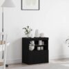Reclaimed Wood LED Sideboard 60.5x37x67cm – Black Oak - Complete Storage Solutions