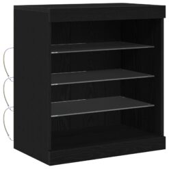 Glass LED Sideboard 60.5x37x67cm – Black Oak - Complete Storage Solutions
