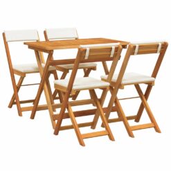 Alternative view of 5 Piece Acacia Wood Bistro Set with Cushion Oil Natural 90x55x75cm - Brown