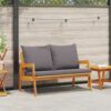 Acacia Wood Garden Bench with Cushion Oil - Natural - Complete Storage Solutions