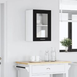Hanging Glass Cabinet 40x31x60cm - Black Oak - Complete Storage Solutions