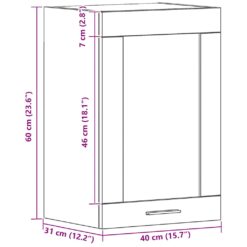 Hanging Glass Cabinet 40x31x60cm - Black Oak - Complete Storage Solutions