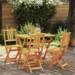 5 Piece Acacia Wood Garden Bistro Set Folding 90x55x75cm - Brown