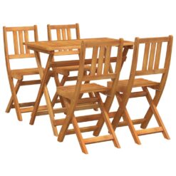 Alternative view of 5 Piece Acacia Wood Garden Bistro Set Folding 90x55x75cm - Brown