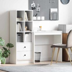 2 Piece Desk with Drawer 125.5x40x127cm - White
