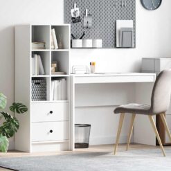 2 Piece Desk with Drawer 145.5x40x127cm - White