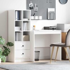 2 Piece Desk with Drawer 135.5x50x127cm - White