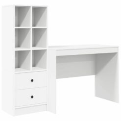 Alternative view of 2 Piece Desk with Drawer 145.5x50x127cm - White