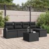 6 Piece Poly Rattan Garden Sofa Set 55x62x37cm - Black - Complete Storage Solutions