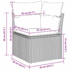 4 Piece Poly Rattan Garden Sofa Set 55x62x37cm - Black - Complete Storage Solutions