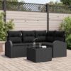 5 Piece Poly Rattan Garden Sofa Set 55x62x37cm - Black - Complete Storage Solutions