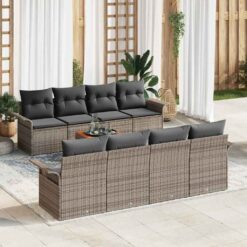 9 Piece Poly Rattan Garden Sofa Set with Cushion