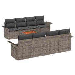 Alternative view of 9 Piece Poly Rattan Garden Sofa Set with Cushion