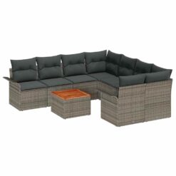 Alternative view of 9 Piece Poly Rattan Garden Sofa Set with Cushion