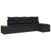 5 Piece Poly Rattan Garden Sofa Set with Cushion 55x62x69cm - Black - Complete Storage Solutions