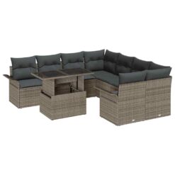 Alternative view of 9 Piece Poly Rattan Garden Sofa Set with Cushion