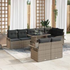9 Piece Poly rattan Garden Sofa Set with Cushion