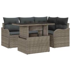 Alternative view of 5 Piece Poly rattan Outdoor Dining Set with Cushion