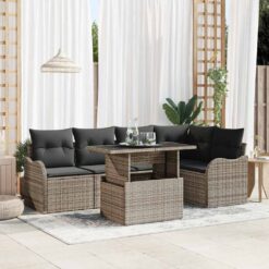 6 Piece Poly rattan Dining Set with Cushion