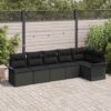 6 Piece Poly Rattan Garden Sofa Set with Cushion - Black - Complete Storage Solutions