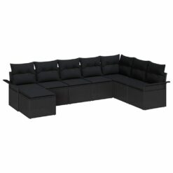 8 Piece Poly Rattan Garden Sofa Set with Cushion - Black - Complete Storage Solutions