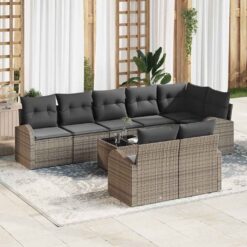 9 Piece Poly Rattan Sofa Set with Cushion with Storage