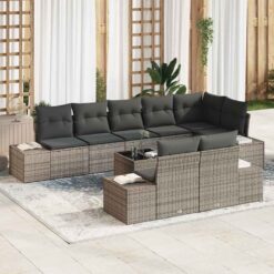 9 Piece Poly rattan Garden Sofa Set with Storage