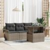5 Piece Poly Rattan Garden Sofa Set with Cushion - Complete Storage Solutions
