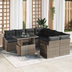 9 Piece Poly rattan Garden Sofa Set with Storage