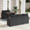 6 Piece Poly Rattan Garden Sofa Set with Storage - Black - Complete Storage Solutions