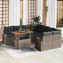9 Piece Poly rattan Garden Sofa Set with Storage