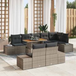 9 Piece Poly rattan Garden Sofa Set with Storage