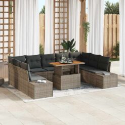 10 Piece Poly rattan Garden Sofa Set with Storage