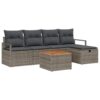 6 Piece Poly Rattan Garden Sofa Set with Cushion - Grey - Complete Storage Solutions