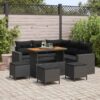 9 Piece Poly Rattan Garden Sofa Set Height-Adjustable - Black - Complete Storage Solutions