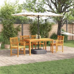 5 Piece Acacia Wood Garden Dining Set 150x90x74cm - Brown