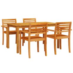 Alternative view of 5 Piece Acacia Wood Garden Dining Set 140x80x74cm - Brown