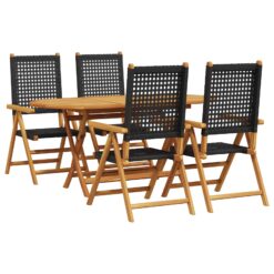 5 Piece Garden Dining Set Folding Acacia Wood
