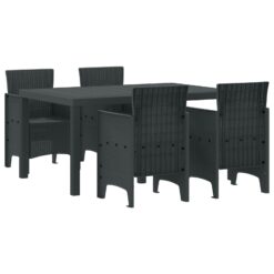 5 Piece Poly Rattan Garden Dining Set