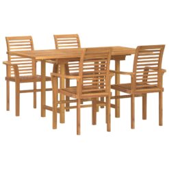 5 Piece Garden Dining Set Teak Wood 160x80x75cm - Brown