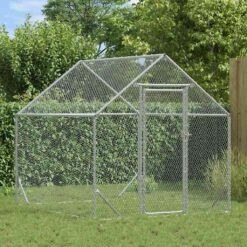 Galvanised Steel Chicken Cage 200x170x177cm - Silver