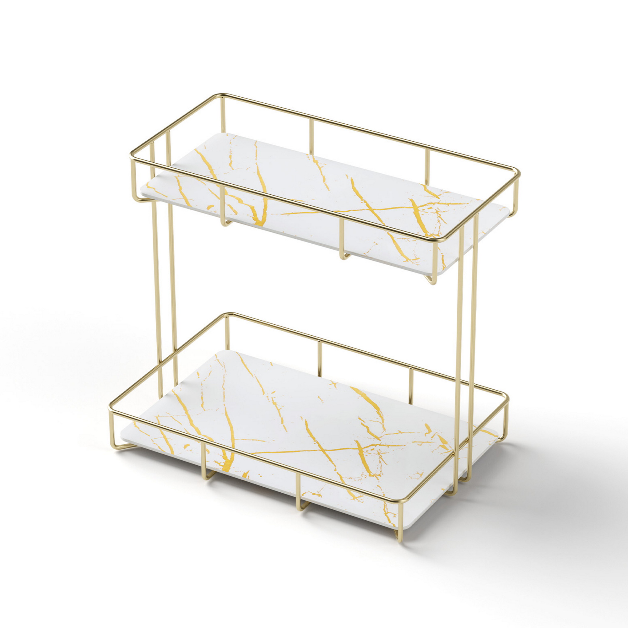 2 Tier Bathroom Storage Rack - Gold - Complete Storage Solutions